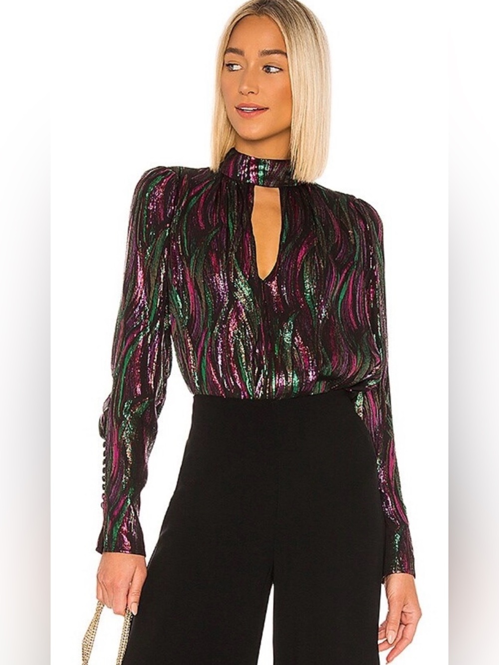 $429 Revolve Tania Silk Blouse in Black Rainbow
SALONI 4 S